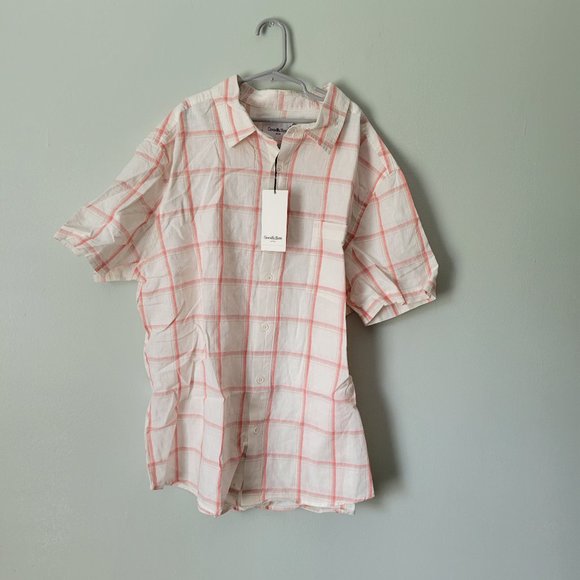Goodfellow & Co Other - Goodfellow Button Up Shirt Men's Large Pink & Cream Short Sleeve Collared NWT